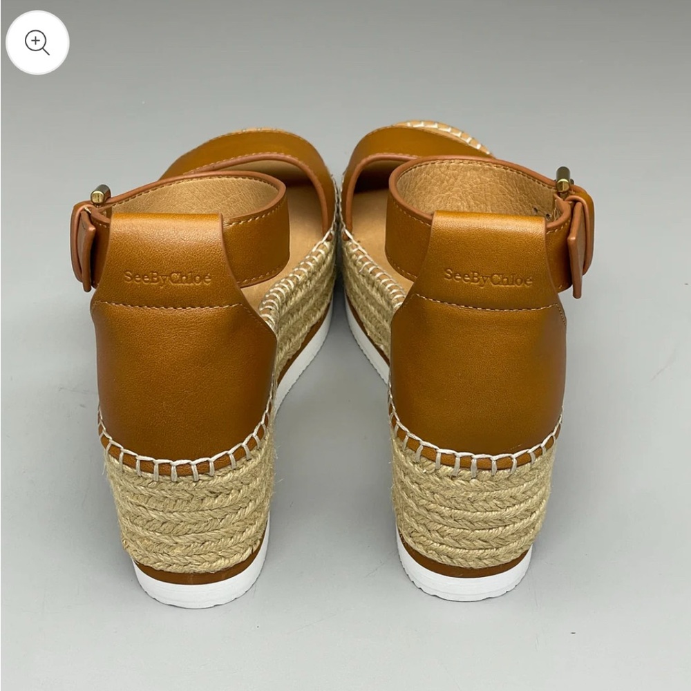 SEE BY CHLOÉ Glyn flatform Texan Calf Skin Espadrilles in Tan Sandals - Picture 7 of 10